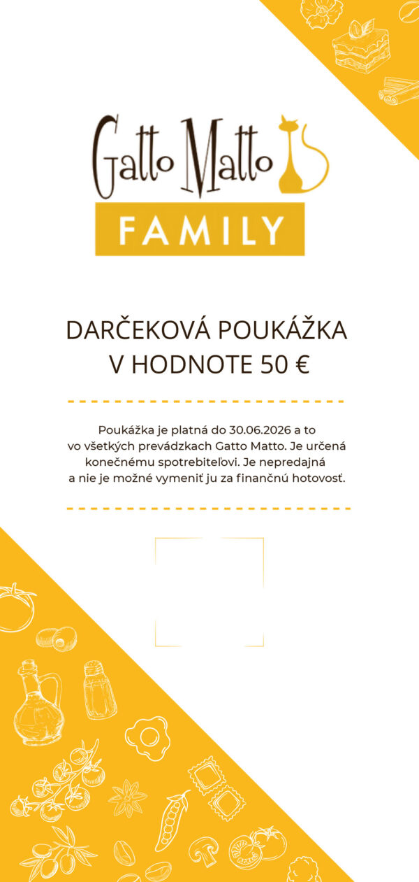 Darčeková poukážka v hodnote 50 EUR